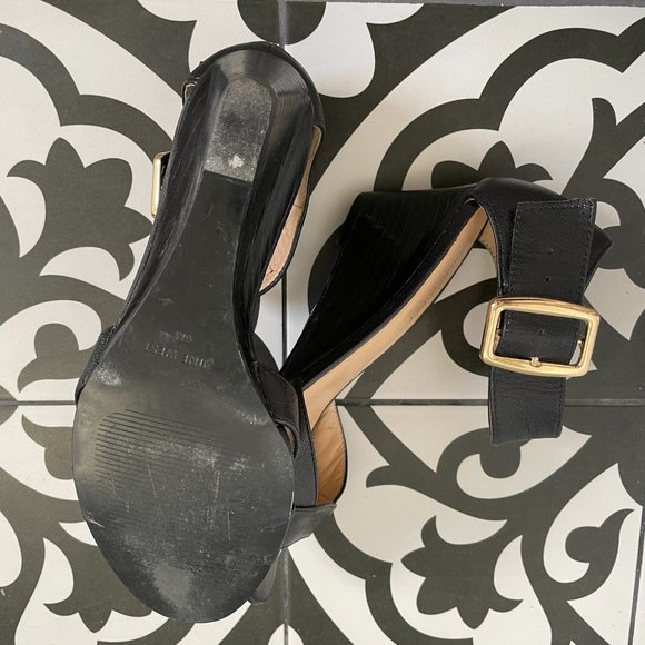 Nine West Black Wedge Sandals Size 6 - Picture 4 of 4